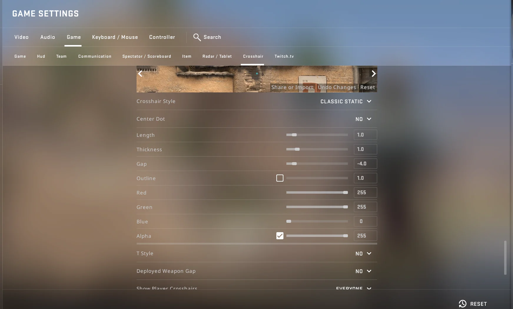 Crosshair Settings