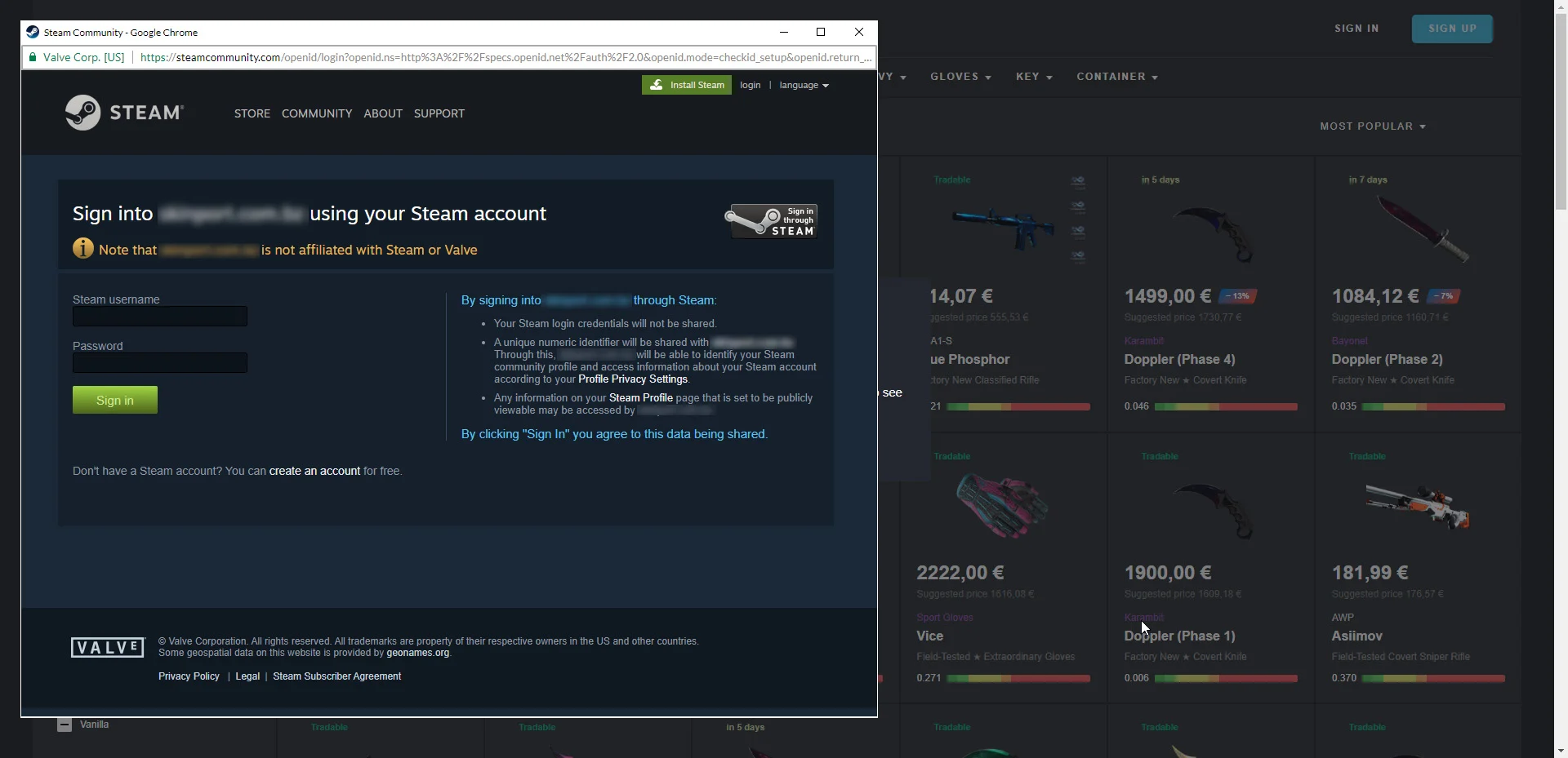 Fake Steam Form