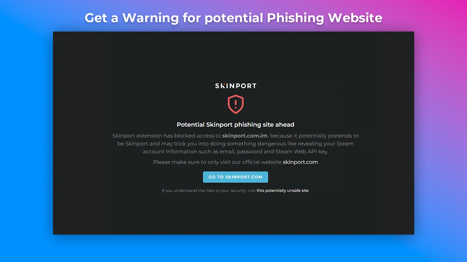 Skinport Phishing Website Protection
