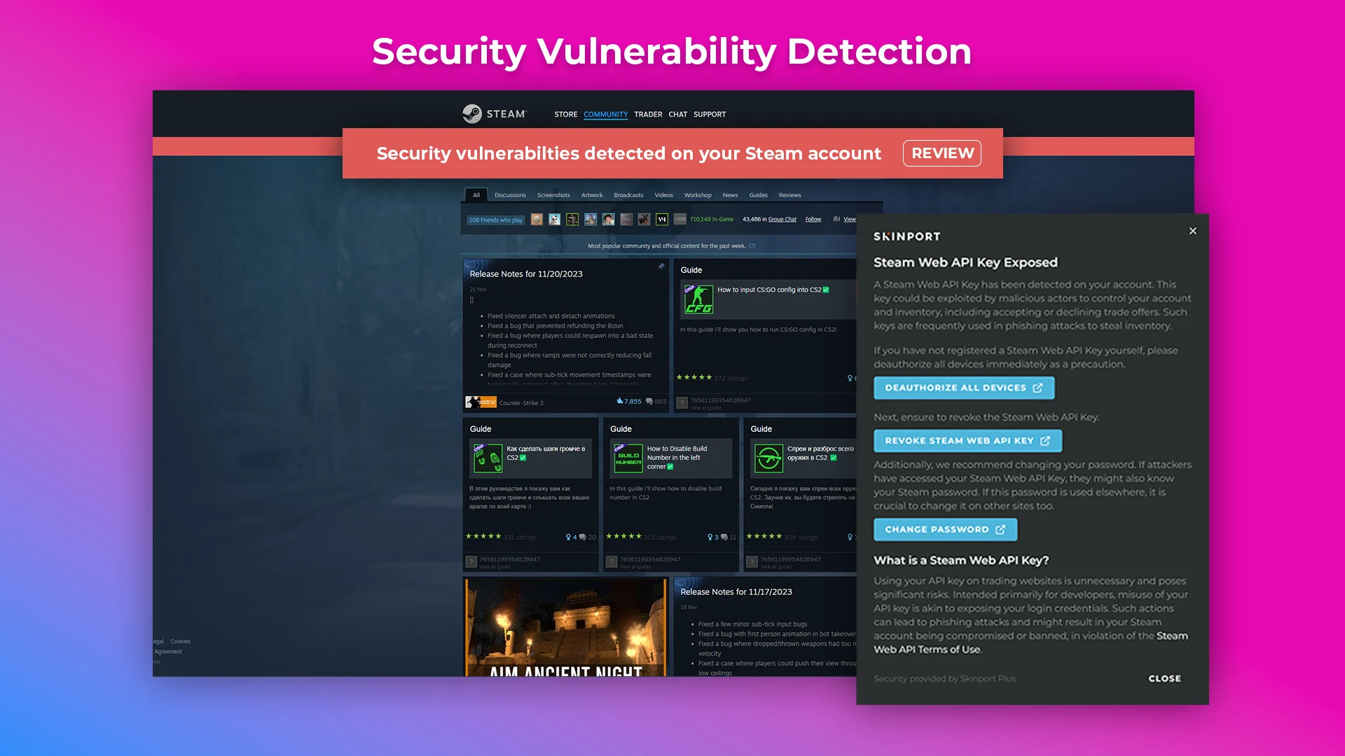 Exposed Steam Web API Key detection